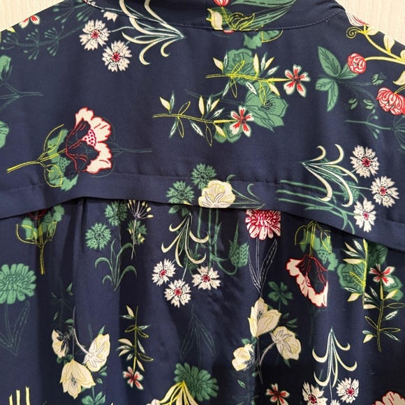 LOFT Floral Puss-Bow Indigo Floral Blouse - Picture 6 of 6